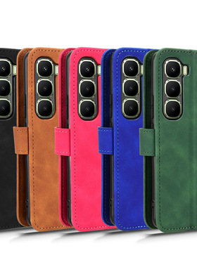 适用于传音Infinix Hot 60 Pro 4G肤感小牛纹皮套手机壳插卡防摔保护套翻盖式男女素皮