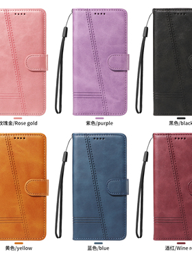 适用于红米Note10 4G/红米note10S/小米Poco M5S压线小牛纹皮套手机壳商务防摔保护套插卡男女翻盖式