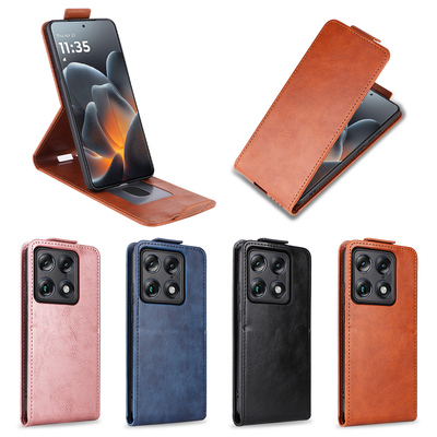 适用于MOTO Signature 5G，X70 Air Pro带扣上下开疯马纹皮套手机壳插卡防摔保护套男女翻盖