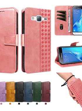 适用于三星Galaxy J310,J3 2016小方格压线皮套手机壳翻盖式插卡保护套防摔商务外壳