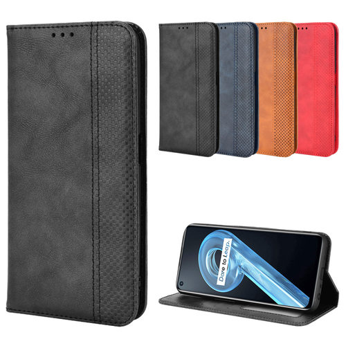 适用于OPPO Realme 9i,A36,A76 4G磁扣复古纹皮套手机壳插卡软壳