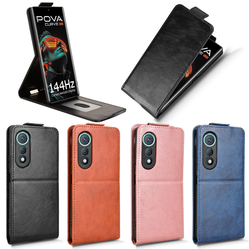 适用于传音Tecno Pova Curve 5G,LJ8k带扣上下开疯马纹皮套手机壳插卡防摔保护套男女翻盖式外壳