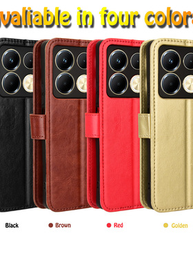 适用于传音Infinix Note40 4G,X6853疯马纹皮套手机壳插卡防摔保护套翻盖式商务男女