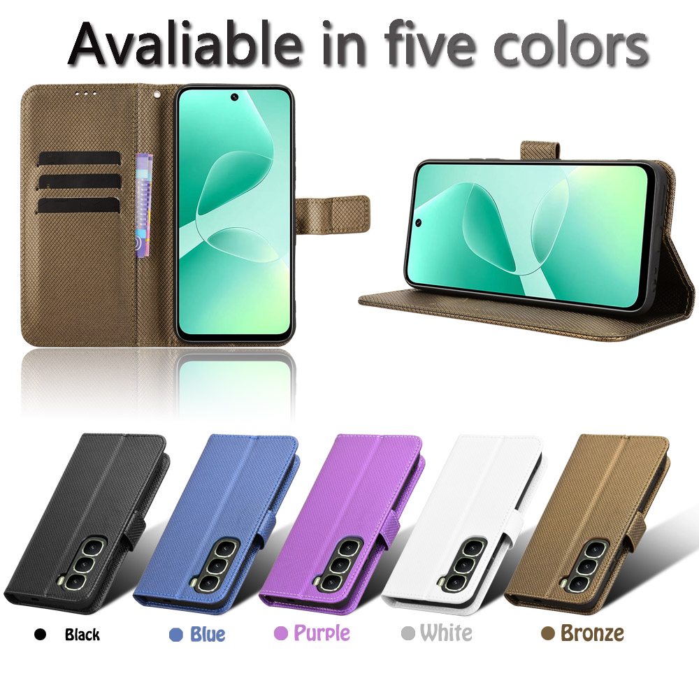 适用于传音Infinix Hot 60 5G，Hot 60i 4G钻石纹皮套手机壳插卡防摔保护套商务男女素皮翻盖式外壳