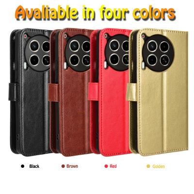 适用于传音Tecno Camon30 4G,Camon30 5G,CL6,CL7疯马纹皮套手机壳插卡防摔保护套翻盖式商务男女