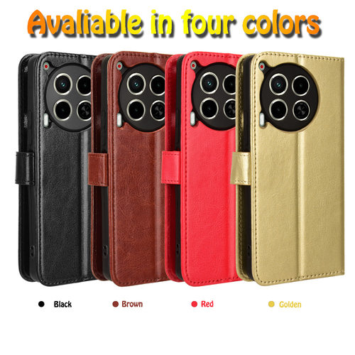 适用于传音Tecno Camon30 4G,Camon30 5G,CL6,CL7疯马纹皮套手机壳插卡防摔保护套翻盖式商务男女