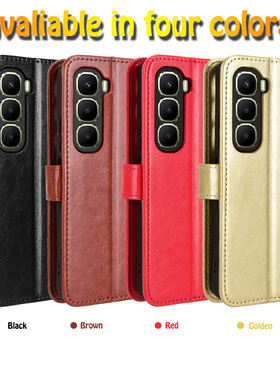 适用于传音Infinix Hot 60 5G，Hot 60i 4G疯马纹皮套手机壳插卡防摔保护套商务男女素皮外壳翻盖式