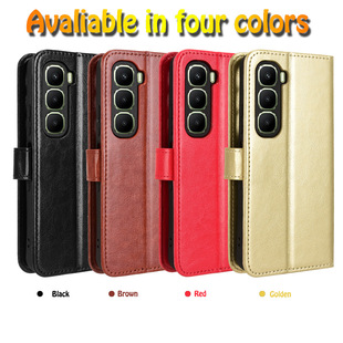 适用于传音Infinix Hot 60 5G，Hot 60i 4G疯马纹皮套手机壳插卡防摔保护套商务男女素皮外壳翻盖式