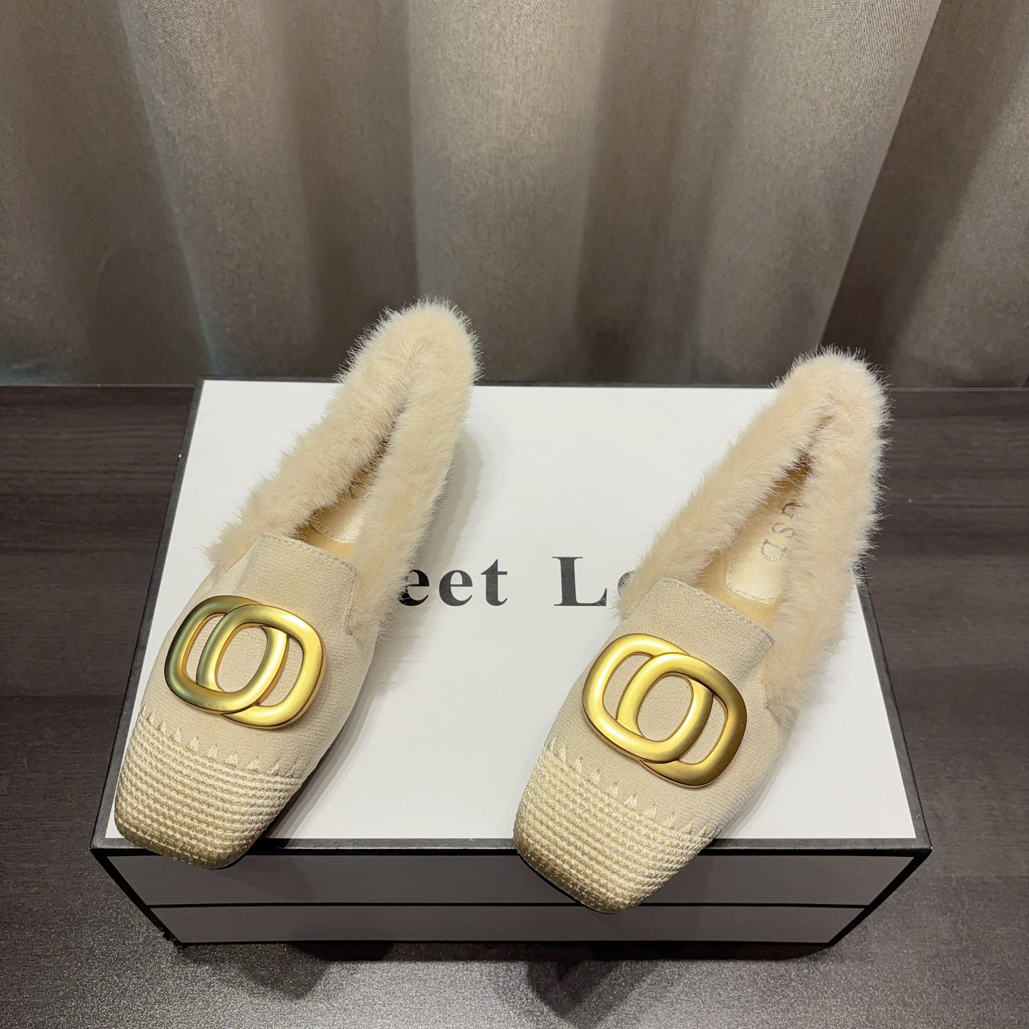 秋冬季加绒保暖毛毛鞋女平底棉鞋