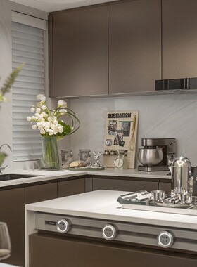 WU.物兮物 样板间厨房装饰摆件食物道具仿真面包咖啡套装软装