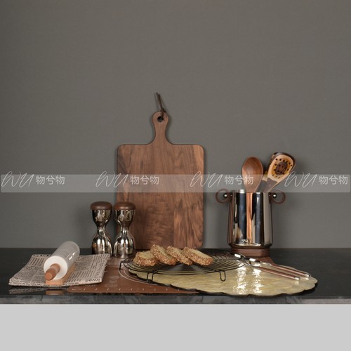 WU物兮物 中古老钱风样板间厨房台面烘焙主题托盘面包饰品组