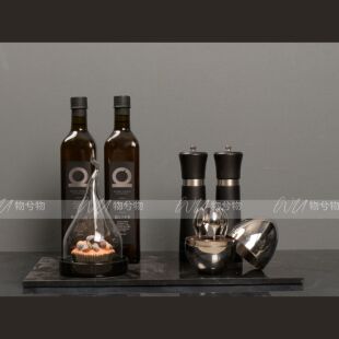 WU 物兮物 轻奢样板间厨房软装托盘橄榄油饰品组软装陈设展厅道具