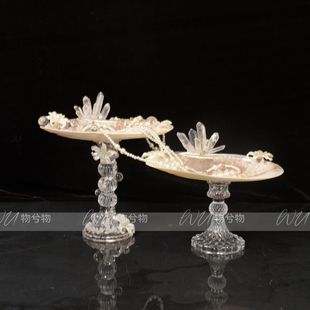 WU 物兮物 手作天然贝壳烛台摆件床头柜化妆桌面首饰首饰收纳摆件