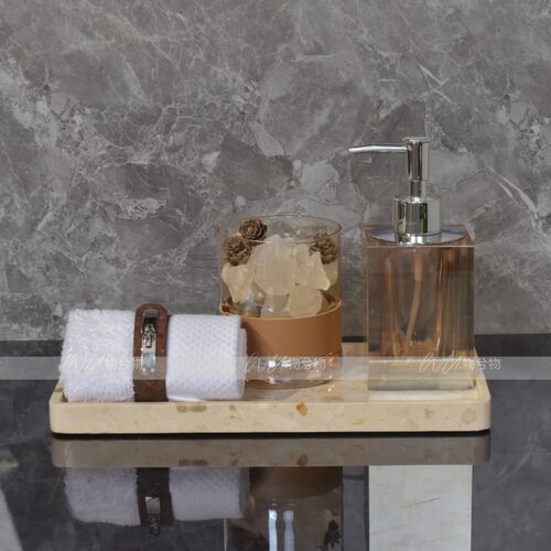 WU.物兮物 水晶卫浴组合样板间卫生间洗手台面托盘摆件组软装搭配