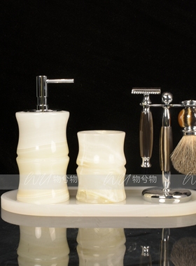 WU 物兮物 新中式样板间售楼处酒店竹节玉石洗手台卫浴托盘卫生间