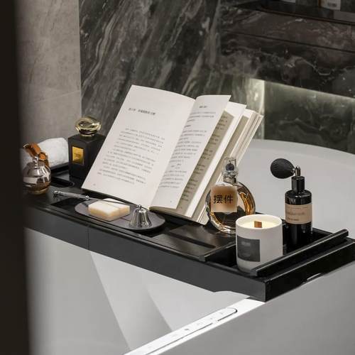 WU物兮物酒店样板房卫生间摆件浴室乳液香薰实木沥水浴缸架软装饰