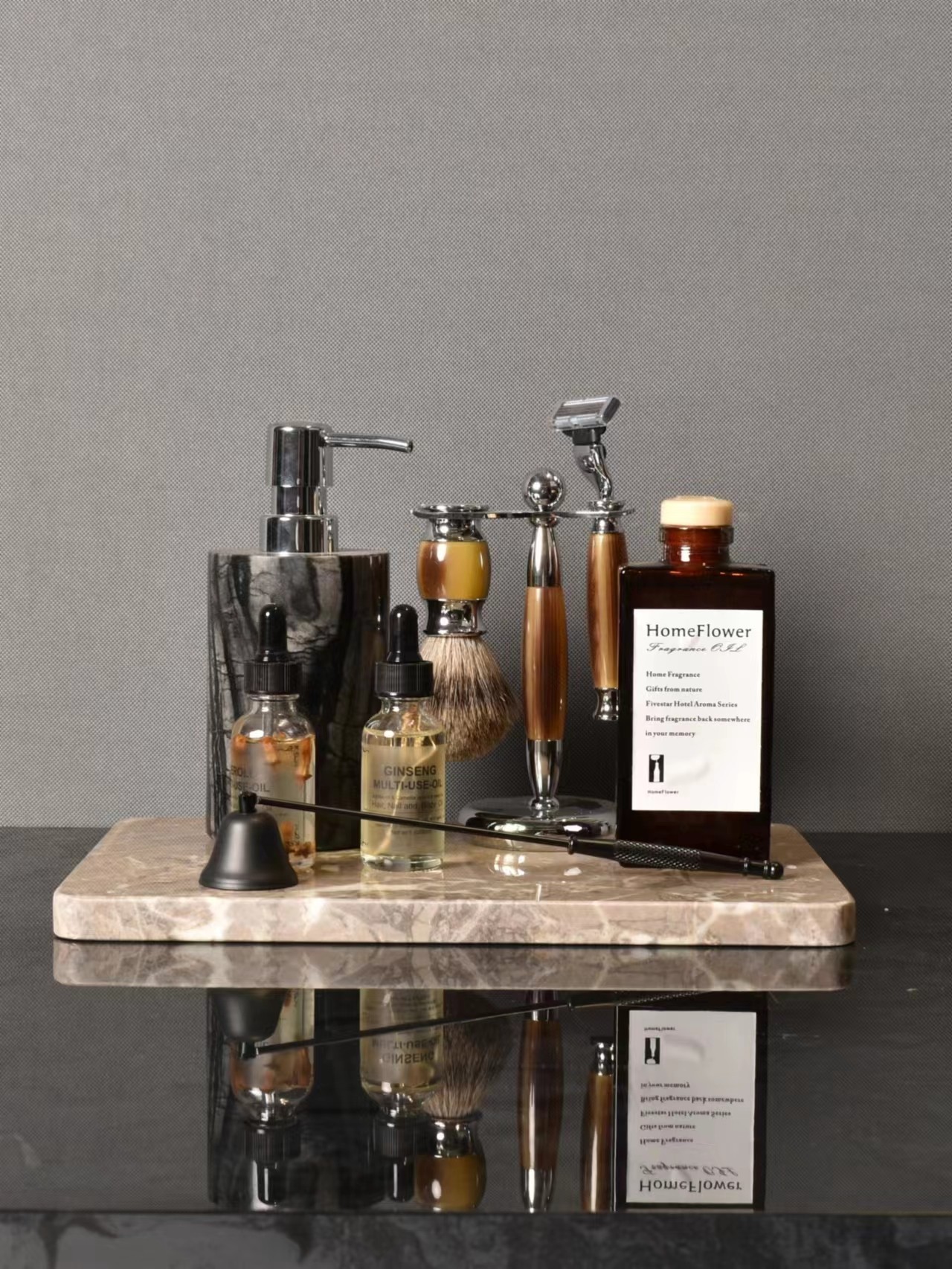 WU.物兮物 样板间卫生间咖色卫浴套组轻奢现代新中式洗手台面摆件,家居饰品,桌面摆件,淘宝优惠券,粉丝福利购,淘宝优惠卷