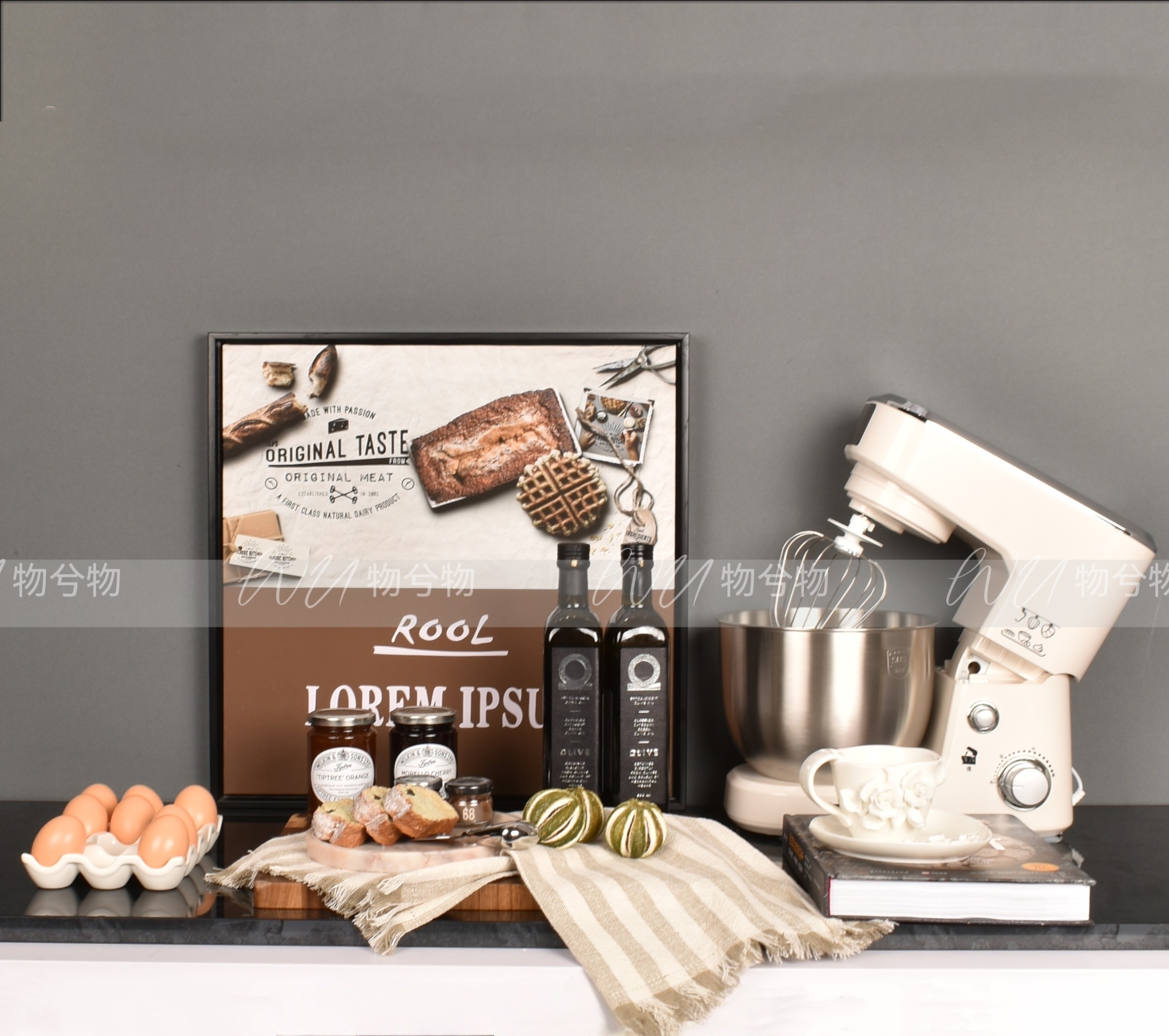 WU 物兮物 现代样板间厨房台面烘焙面包下午茶主题装饰摆件高级感,家居饰品,家饰软装搭配套装,淘宝优惠券,粉丝福利购,淘宝优惠卷