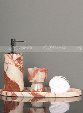 WU 物兮物 轻奢风样板间酒店售楼处洗手台红色系卫浴托盘香薰摆件