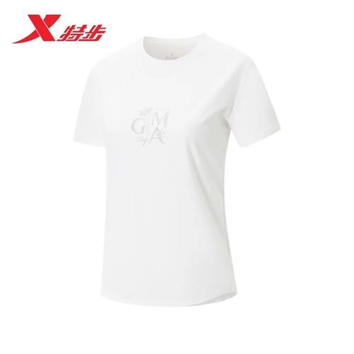 特步女款短袖T恤2025夏季新款冰丝速干针织衫女半袖975328010035