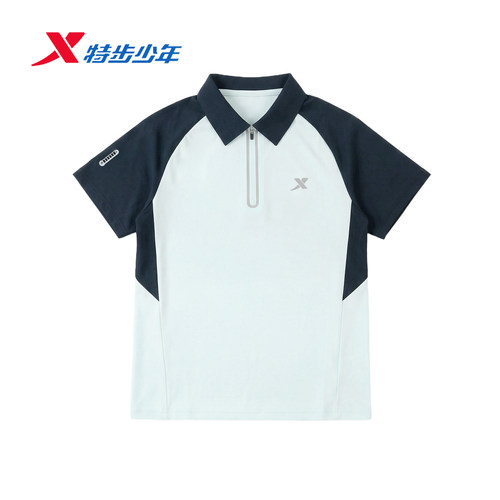 特步儿童POLO衫短袖男大童2026夏新款翻领小凉风T恤674225024235