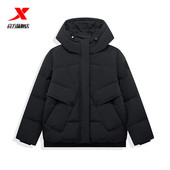 特步羽绒服女冬季 宽松连帽运动休闲保暖外套976428190217 新款