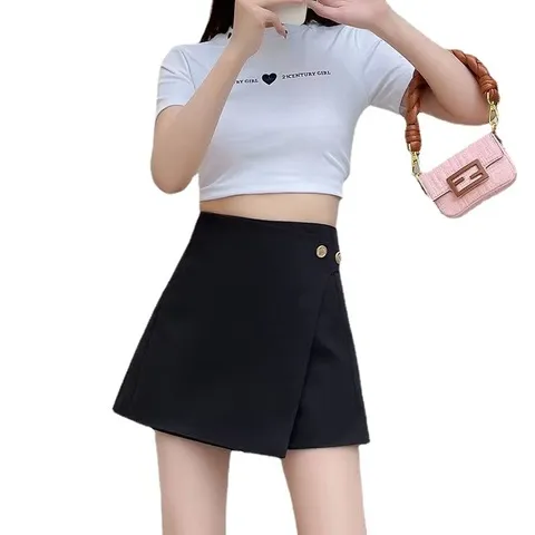 假两件2023宽松西装短裤一体裤春夏短裤裙女a字裙裤显瘦休闲高腰