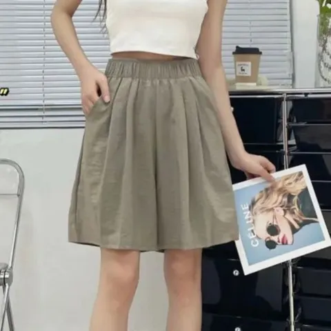 夏季口袋百搭气质五分裤裤子山本慵懒风短裤休闲裤高腰女薄款外穿