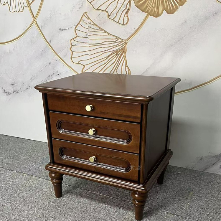 美式中古风实木床头柜卧室小柜子