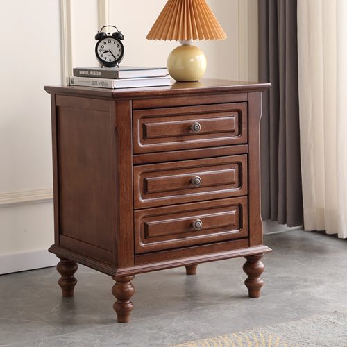 美式全实木床头柜白色高款储物柜