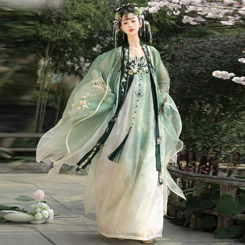 玉露青瑶唐制诃子裙汉服女新款