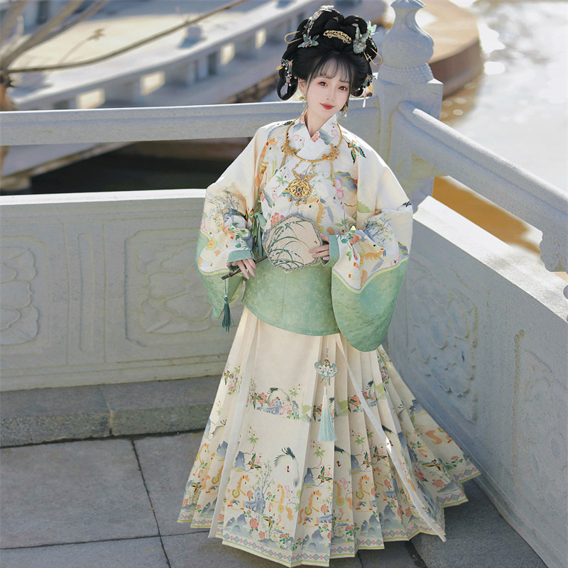 踏马迎春明制马面裙套装汉服女2026新款春夏季交领琵琶袖国风古装