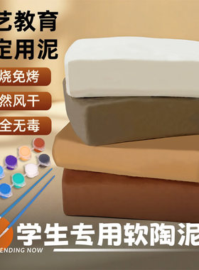 软陶泥小学生专用手工制作diy免烧陶土泥儿童白色泥塑粘土陶艺泥
