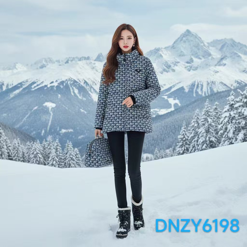 【二米粉丝专享】2025年新品牛仔蓝刺绣提花鹅绒服DNZY6198