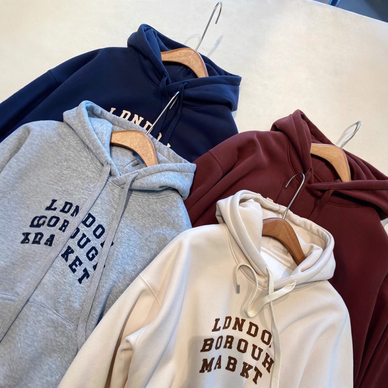 AMR UU◆慵懒随性 减龄时髦字母印花加绒连帽卫衣女上衣秋冬新款