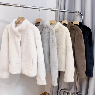 福利好货 毛毛外套上衣女 欧洲站环保金貂绒立领皮草大衣保暖短款