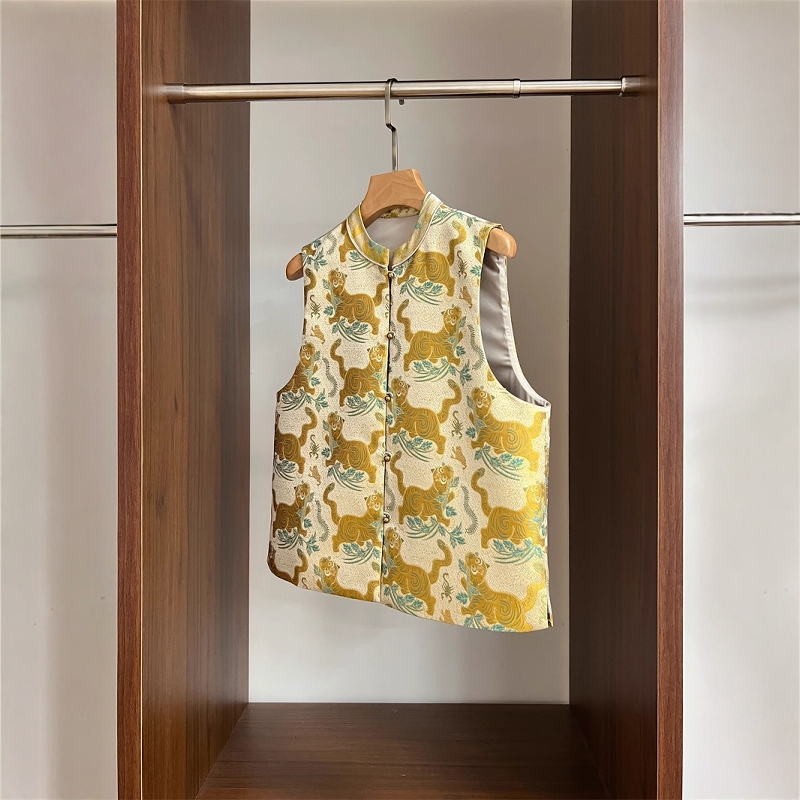 这个系列是好看的~富美又洋气！新中式国风织金背心马甲