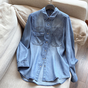 衬衣叠穿潮 衬衫 外套H04GT8300 天丝莱赛尔中性风牛仔外套 榀牌单
