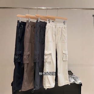 裤 LU家神裤 可束脚加绒工装 高腰宽腿阔腿裤 女秋冬 运动休闲直筒裤