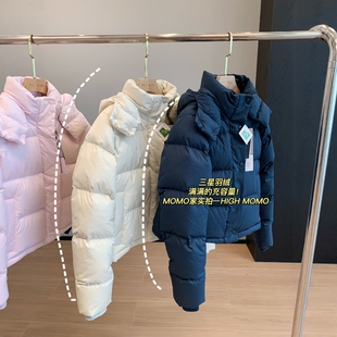 Lu家四格！杜邦三防三星90白鸭绒连帽羽绒服女短款保暖外套25冬季