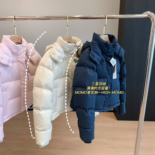 Lu家四格！杜邦三防三星90白鸭绒连帽羽绒服女短款保暖外套25冬季