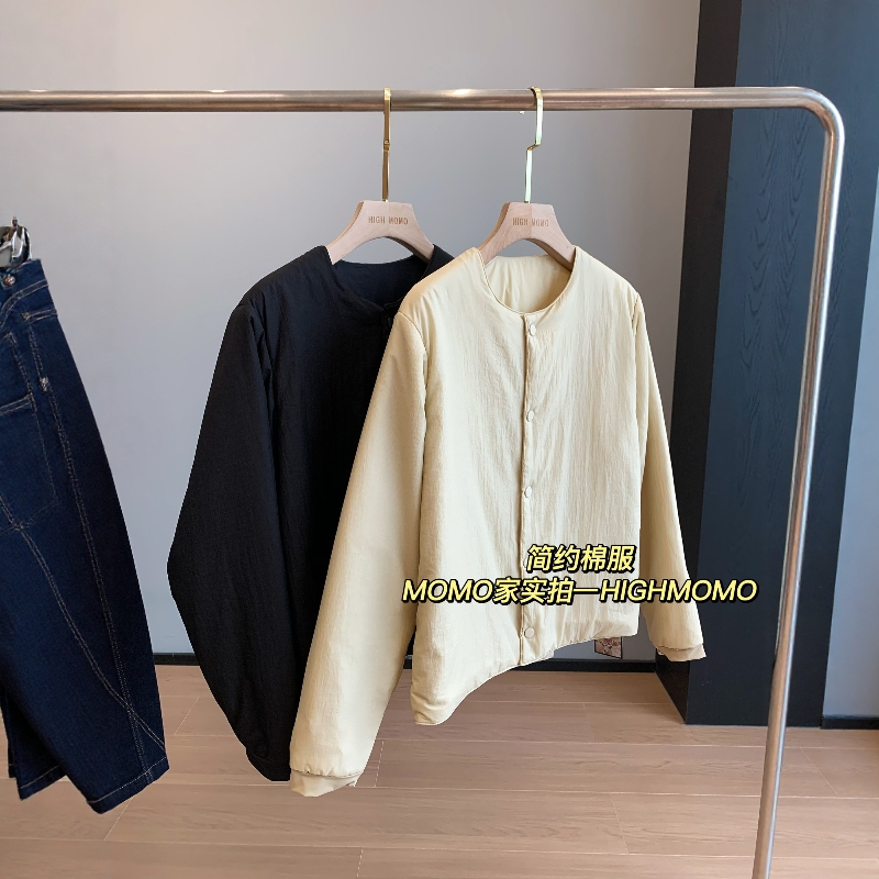 轻盈又保暖！羊毛桑蚕丝简约圆领百搭纯色工装棉衣外套女25秋冬新