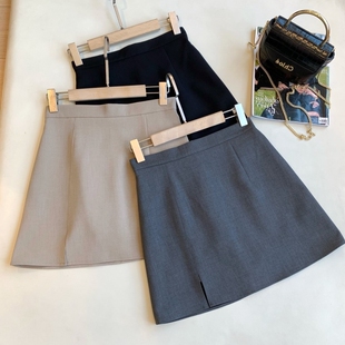 JIN口色织羊毛混纺挺阔有型高腰A字开叉短裙西装 THEWOW 时髦精