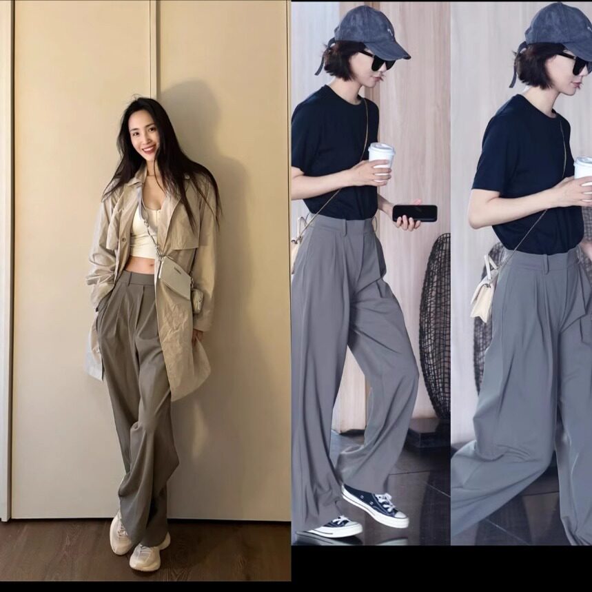 燕小麦露家新晋神裤~客供速干四面弹25夏新款运动休闲直筒阔腿裤