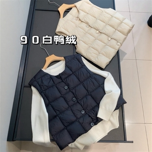 秋冬保暖御寒瞬间升温内搭叠穿基础款 90白鸭绒 羽绒马甲 BLUE