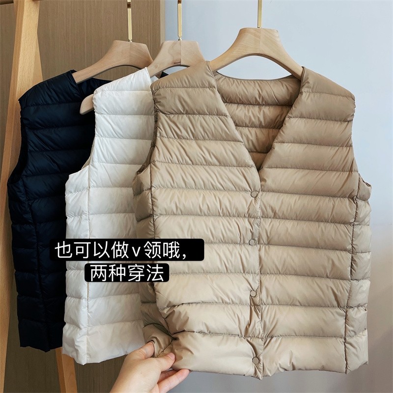 马夹羽绒白鹅绒背心马甲女秋冬
