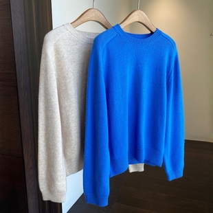 毛衣女2025新款 AMR 慵懒范显瘦纯色圆领羊毛衫 显白减龄 秋冬