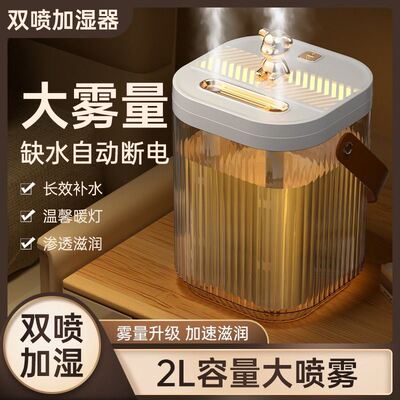 加湿器卧室家用静音小型空调房2025年新款USB便携式办公室大喷雾大雾量空气雾化器空气净化一体家用