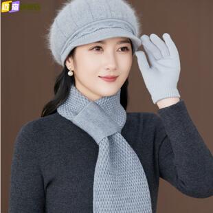 适合妈妈戴的帽子冬新款围脖女士老年人老太太冬帽奶奶老人毛线帽