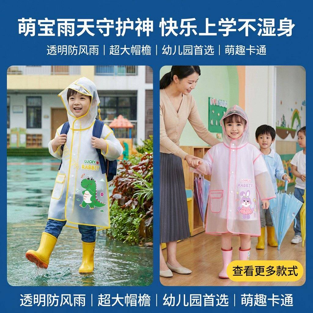 儿童雨衣全身防水雨鞋套装男孩女孩小学生幼儿园宝宝上学专用雨披